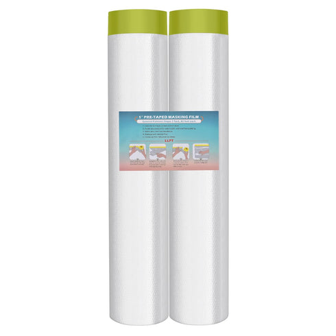 LLPT Tape and Drape 106.3 x 66 Ft Each, 2 Pack Pre-Taped Masking Film for Painting Protection