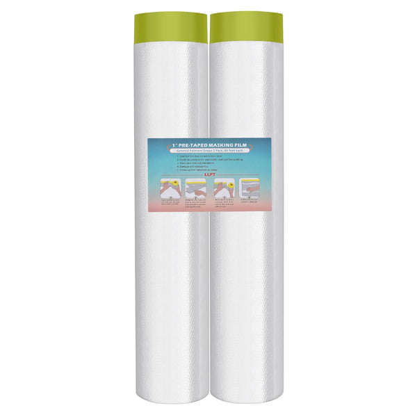 LLPT Tape and Drape 106.3 x 66 Ft Each, 2 Pack Pre-Taped Masking Film for Painting Protection