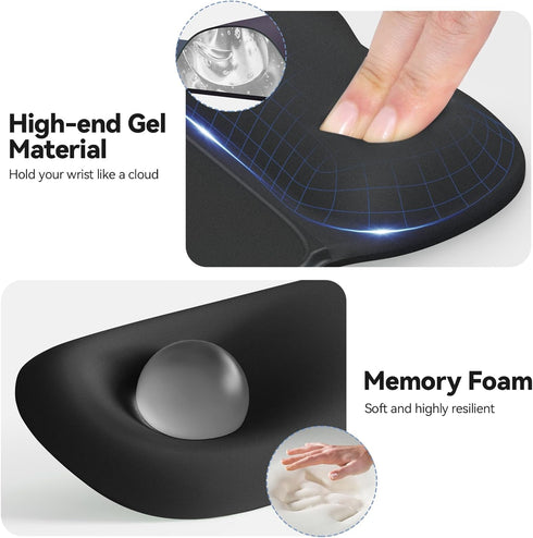 TECKNET 3 1 Set Gel Mouse Pad with Wrist Rest, in Keyboard Wrist Rest for Pain Relief, Non-Slip PU Base & Easy Typing