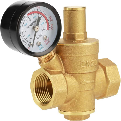 DN20 Brass Adjustable Water Pressure Reducer with Gauge Meter