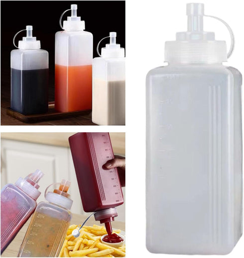Commercial 800ml Condiment Bottle Ketchup Bottle Leakproof with Lid Ketchup Honey Dispenser for Kitchens Mustard BBQ