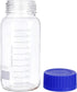 3 Pack 1000 mL Wide Mouth Graduated Round Reagent Media/Storage Lab Glass Bottle with GL80 Blue Cap