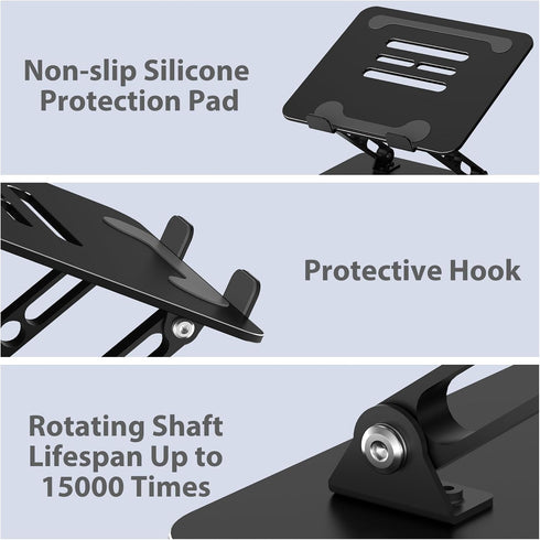Gogoonike 10-15.6 Adjustable Laptop Stand for Desk, Metal Foldable Laptop Riser Holder, Portable Desktop Book Stands