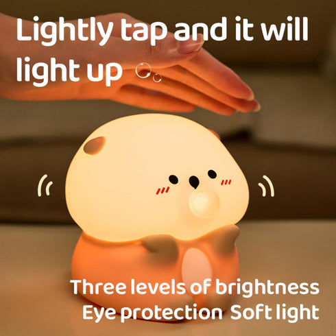 CQDAKET Dimmable, Sea Otter Night Light for Kids, Rechargeable Bedside Touch Lamp, with Timer, Soft Silicone Nursery