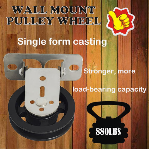 3.5 Inch Wall Mount Pulley Wheel, Heavy Duty Gym Cable Wheel with 180-Degree Hinge Rotation
