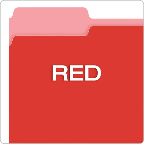 Pendaflex Two-Tone Color File Folders, Letter Size, Red, 100 per box