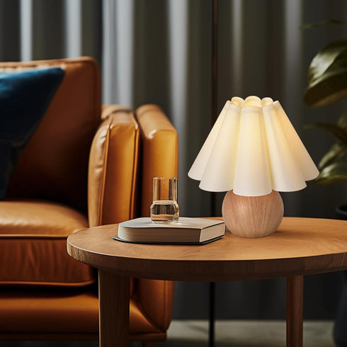 KUNJOULAM Cute Small Table Lamp, Modern Bedside Nightstand Lamp with Fabric Lampshade, Metal Base for Bedroom Home
