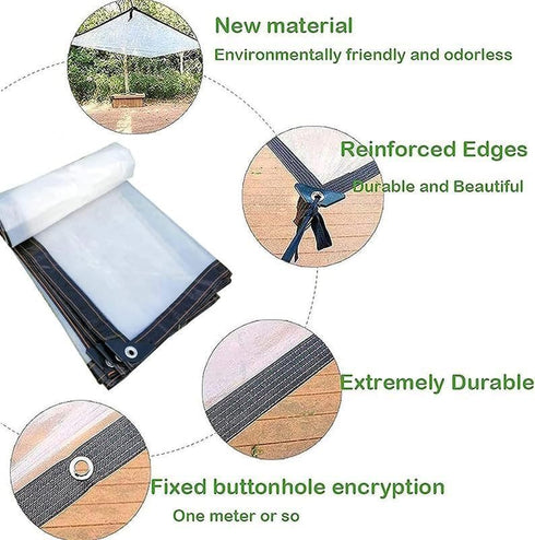 generic Tarp4x20 Grommets Clear Waterproof Cover FT Multipurpose Foldable Clear Tarps Snowproof Plastic PVC Tarp