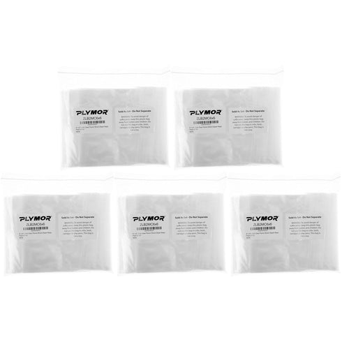 Plymor 6" x 6" Zipper Reclosable Plastic Bags, Pack of 500, 2 Mil