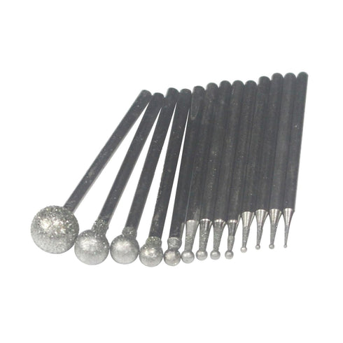 ?????? ???? 13 Pcs Ball Shape Diamond Burr - 3/32'' Shank Diamond Mounted Round Ball Burs for Rotary Tools