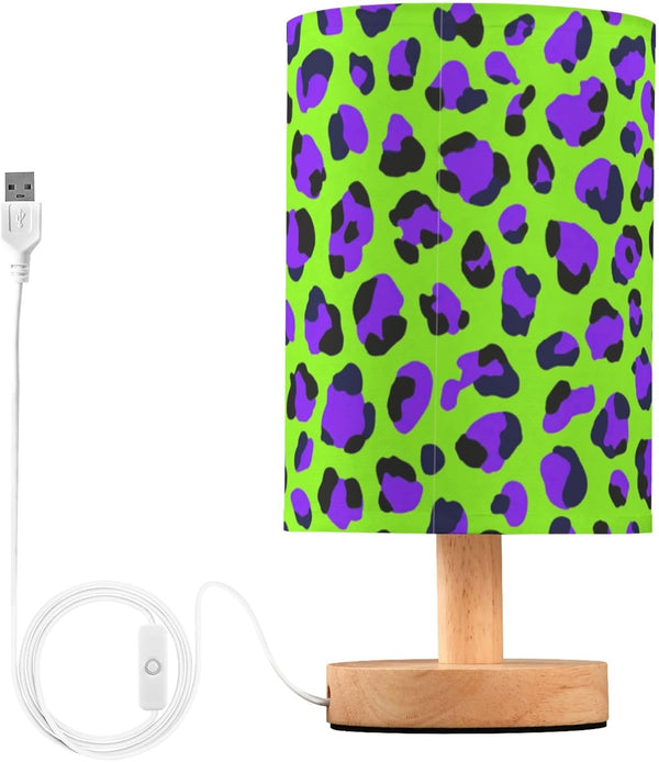 Pfrewn Prewn Table Lamp with USB Port Purple Neon Green Leopard Bedside