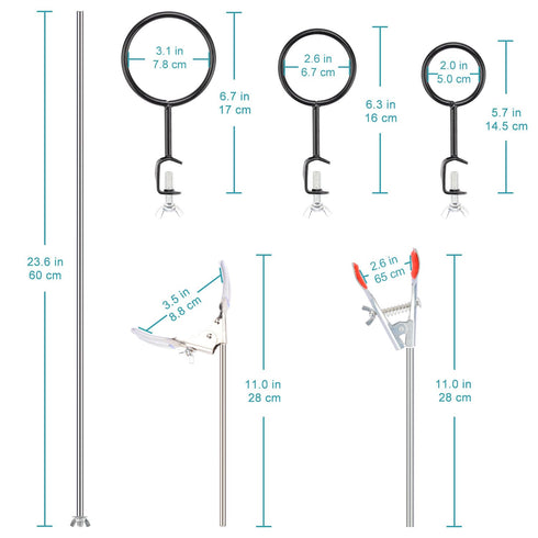stonylab Lab Stand Set, Metalware Steel Support Stand with Rod, 4-Prong Burette Clamp, Flask Clamp