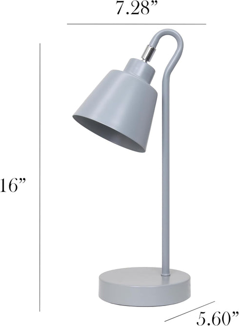 LD1079-GRY 16" Simple Designs Sleek Essentials Metal Looped Desk Task Lamp with Adjustable Shade, for Office, Desk