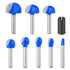 8Pcs Cemented Carbide Router Bit Cove Box for Woodworking, 1/4" Shank Round Nose, Cutting Diameter 1/4" to 1"