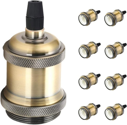 GABORI E26 8-Pack Vintage Lamp Socket, Edison Pendant Light Socket Replacement, Antique Retro Hanging Lamp Holder