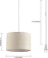 2 Pack 15Ft Plug in Pendant Light, Hanging Light with Clear Cord, On/Off Switch, Beige Linen Fabric Lamp Shade, Hanging