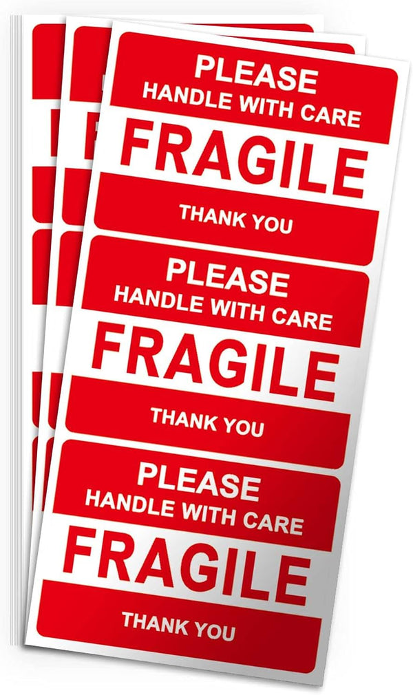 Fragile Stickers, Vinyl Laminated for Shipping Packing, Weather Resistant UV Protected, Removable, 50 Labels (2.5x3.5
