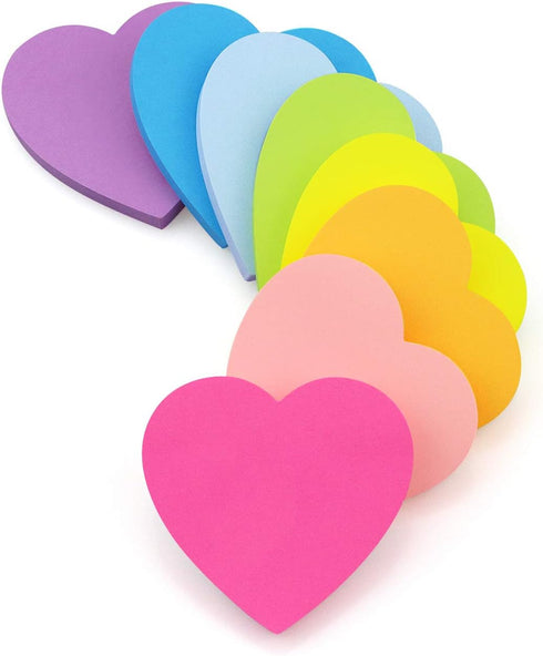 Heart Shape Sticky Notes, 8 Color Bright Colorful Sticky Pad, 75 Sheets/Pad Self-Sticky Note Pads