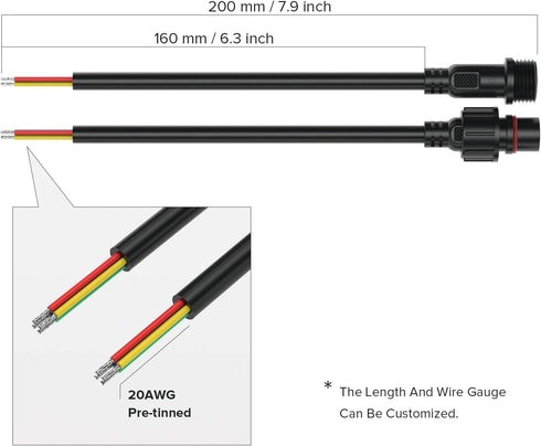 BTF-LIGHTING 4 Pin Electrical Connector 20AWG IP65 Male Female Connector 7.87in/20cm Extension Cable for LED Strip