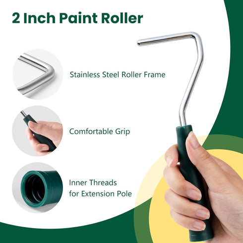 12 Pack, 2 Inch Paint Roller Kit, Paint Roller, Mini Paint Roller with Tray Liners, Small Paint Roller for All Paints