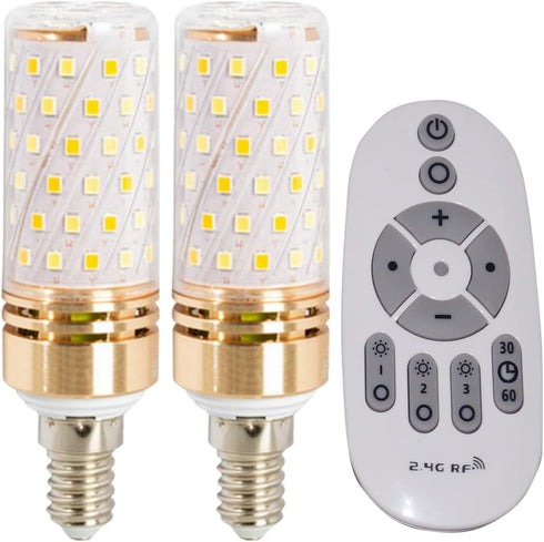 Smart LED Corn Light Bulb with Remote Control, E14 9W Adjustable Color Temperature and Brightness, 2 Pack