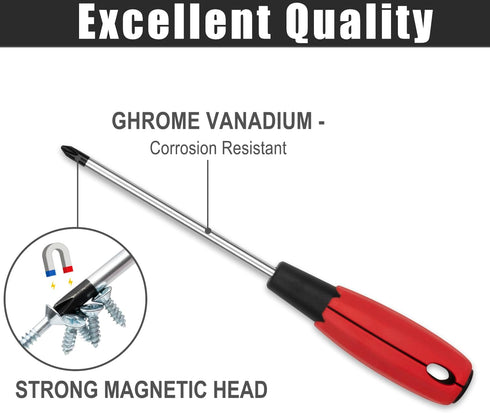 KURUI Magnetic Screwdriver Set, 6-Piece Tool Set with Professional Cushion Grip, Phillips and Flat Head