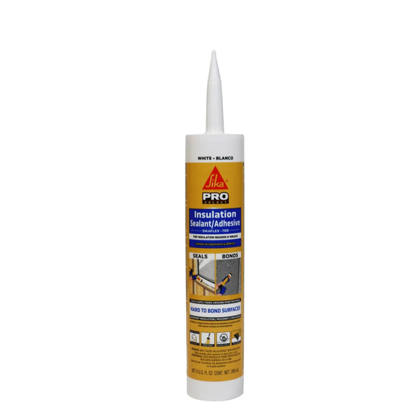 Sikaflex Insulation Sealant & Adhesive, 9 fl.oz. Cartridge, White, Bonds to Most Insulation Boards and Wraps, Flashing