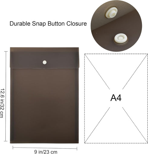 VANRA Poly Vertical File Folders, Plastic Project Folder with Snap Button Closure for A4 Letter Size Paper (Pack of 5)