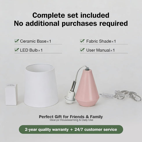 3 Temperatures15.5" Small Bedside Table Lamp for Bedroom - Reading Desk Lamp with Color Nightstand Ceramic Lamp