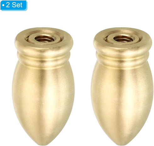 1.3" 2 Set 1/4-27 PATIKIL Tall Brass Lamp Finials Cap Knob, Threaded Lamp Screw Holder Tapped for Table and Floor Lamp
