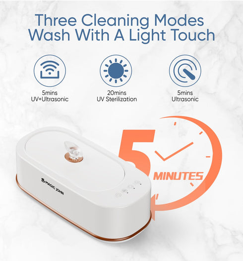 3 47Khz 12oz MAGIC JOHN Ultrasonic Cleaner, Modes Professional Ultrasonic Jewelry Cleaner, Ultrasonic Retainer Cleaner