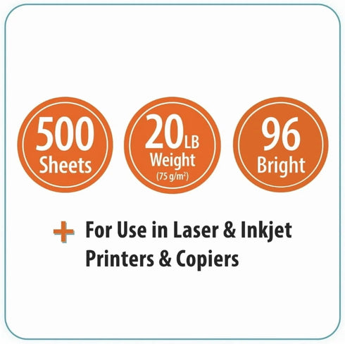 Generic 8.5" 11", 96 20 lb., 500 1 Multipurpose Bright Paper, x Bright, White, Sheets, Ream