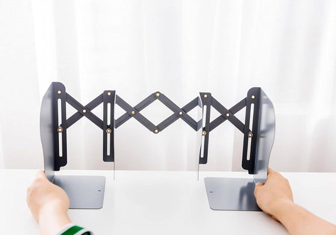 JIARI Book Ends - Black Decorative Metal Iron Adjustable Bookend Holder for Desk (Black)