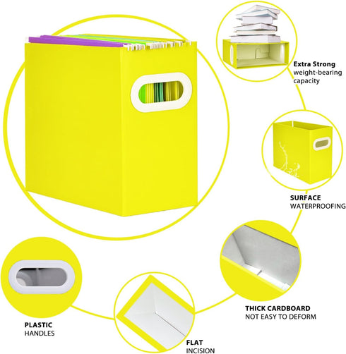 XiePiPi Paper Collapsible File Box - Cardboard Hanging File Folders Organizer for Letter Size, Portable with Handles,