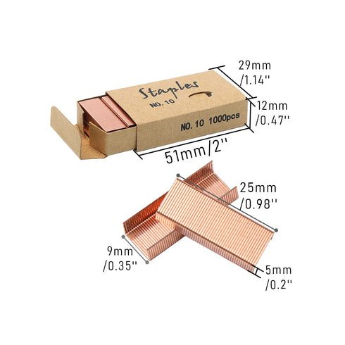 Rose Gold #10 Staples Small Colored Staples for Mini Stapler, 4 Packs of 1000 No. 10 Staples, Totaling 4000 Metallic Staples (Rose Gold Staples)