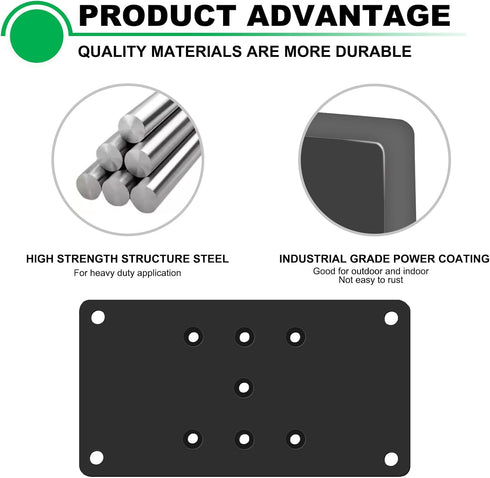 4pcs Black 3.5x6.5 Post Bracket for 4x4 Wood Post Anchor Base Steel Plate with Holes for Wood Joint Connector