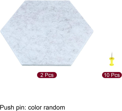 PATIKIL Hexagon Felt Board Tiles, 2 Pack Large Self Adhesive Wall Bulletin Pin Board for Home Office Classroom