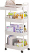 D-GROEE 3/4 Tier Rolling Cart with Drawer, Movable Metal Utility Cart on Wheels,