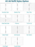 Spiral Notebook Refill Weekly Planner Refill, Undated 6 Hole Insert Paper for Filofax, 45 sheets