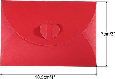 PATIKIL Gift Card Envelopes, 12 Pack Heart Shaped Clasp Small Gift Cards Holder Mini Envelope for Birthdays Weddings, Red by PATIKIL