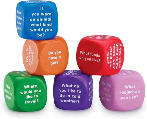 6+, 6 Learning Resources Conversation Cubes -Ages Foam Cubes for Social Emotional Learning, School Counselor Supplies
