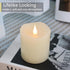Flameless Candles - Battery Operated with Timer, 3D Moving Flame Flickering, 3" x 4" Ivory Real Wax Electric LED Candle