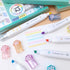 Double-Headed Cute Light Color Eye Protection Highlighter Markers, 6-Pack of 12 Flat Heads for School Supplies