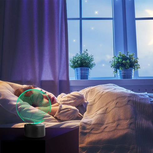 Wiscky 3D 7 Soccer Night Lights for Kids Illusion Football Lights Lamp LED Colors Changing Touch Table Desk Lamps