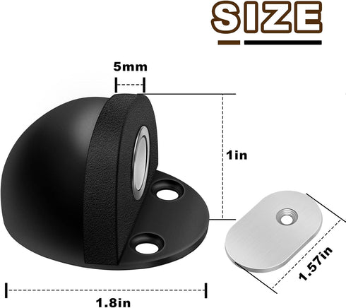 HUTLON Dome Shaped Magnetic Door Stop, Brushed Satin Black Soft-Catch Floor Holder, No Drilling, 1 Pack