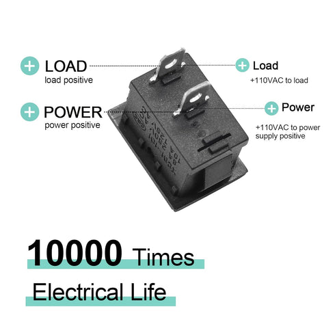QTEATAK 5Pcs On/Off Boat Rocker Switch, 2 Pin 2 Position Snap, 12V 110V 250V