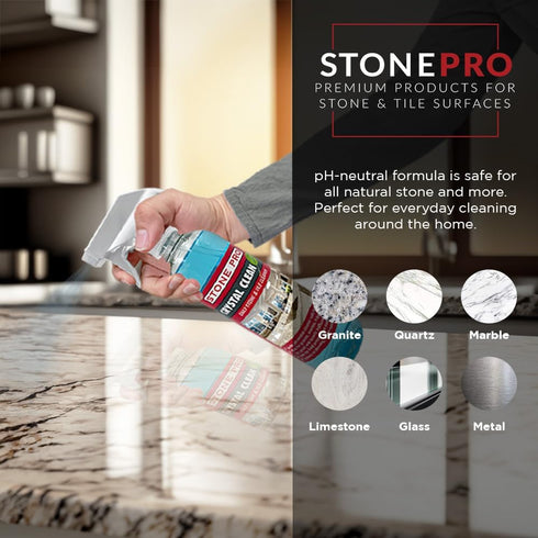 16 oz) StonePro Crystal Clean - PH Neutral Cleaner for Stone Surfaces (Ready-To-Use Spray