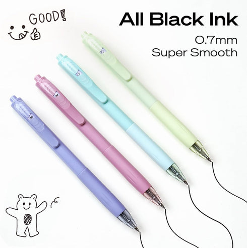 WRITECH Gel Pens Fine Point, Retractable Black Ink Smooth Writing 8ct 0.7mm Medium Point Tip for Note Taking