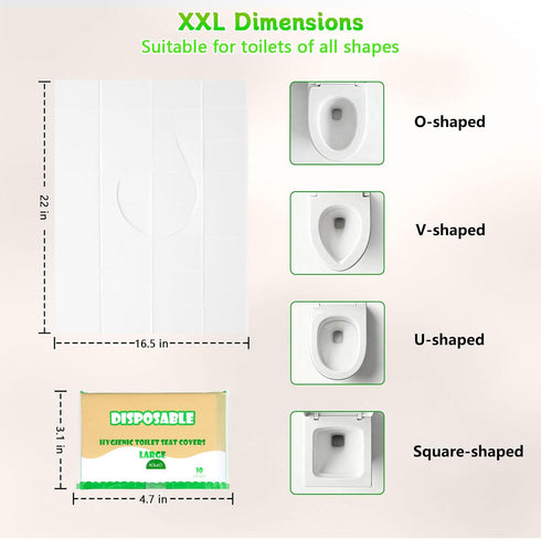 HelvioraX Flushable(50 Camping(22 16.5in) Toilet Seat Cover Disposable Pcs), XXL Travel Toilet Seat Covers for Adults