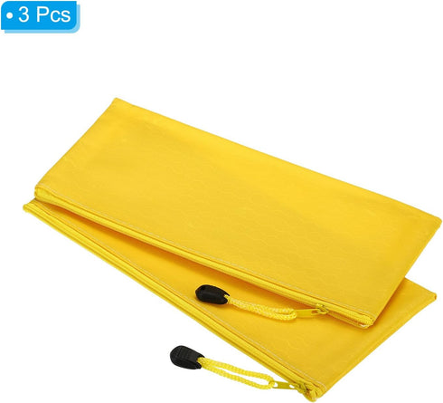 PATIKIL Waterproof Zipper File Bags, 3 Pack A6 Document Holders Pencil Pouch for Office, Yellow